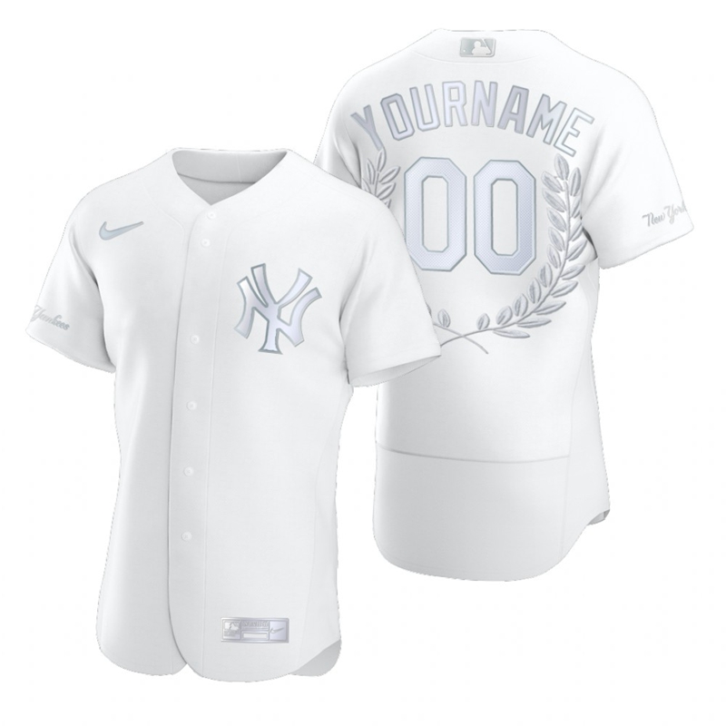 New York Yankees Custom Men Nike Platinum MLB MVP Limited Player Edition Jersey
